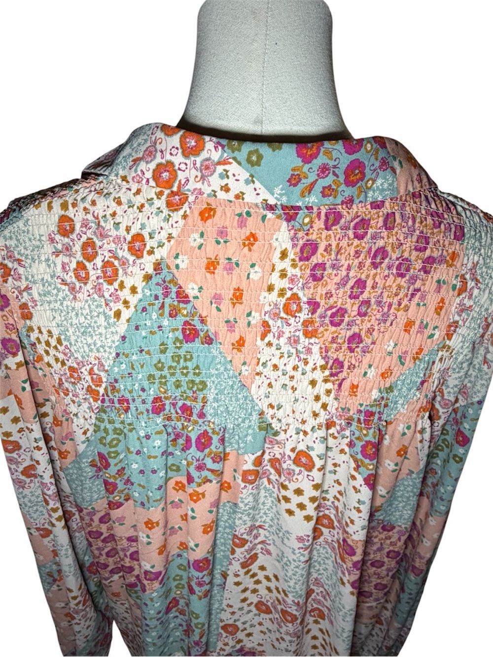 Rose + Olive Multicolor Floral Patchwork Blouse - Picture 5 of 7